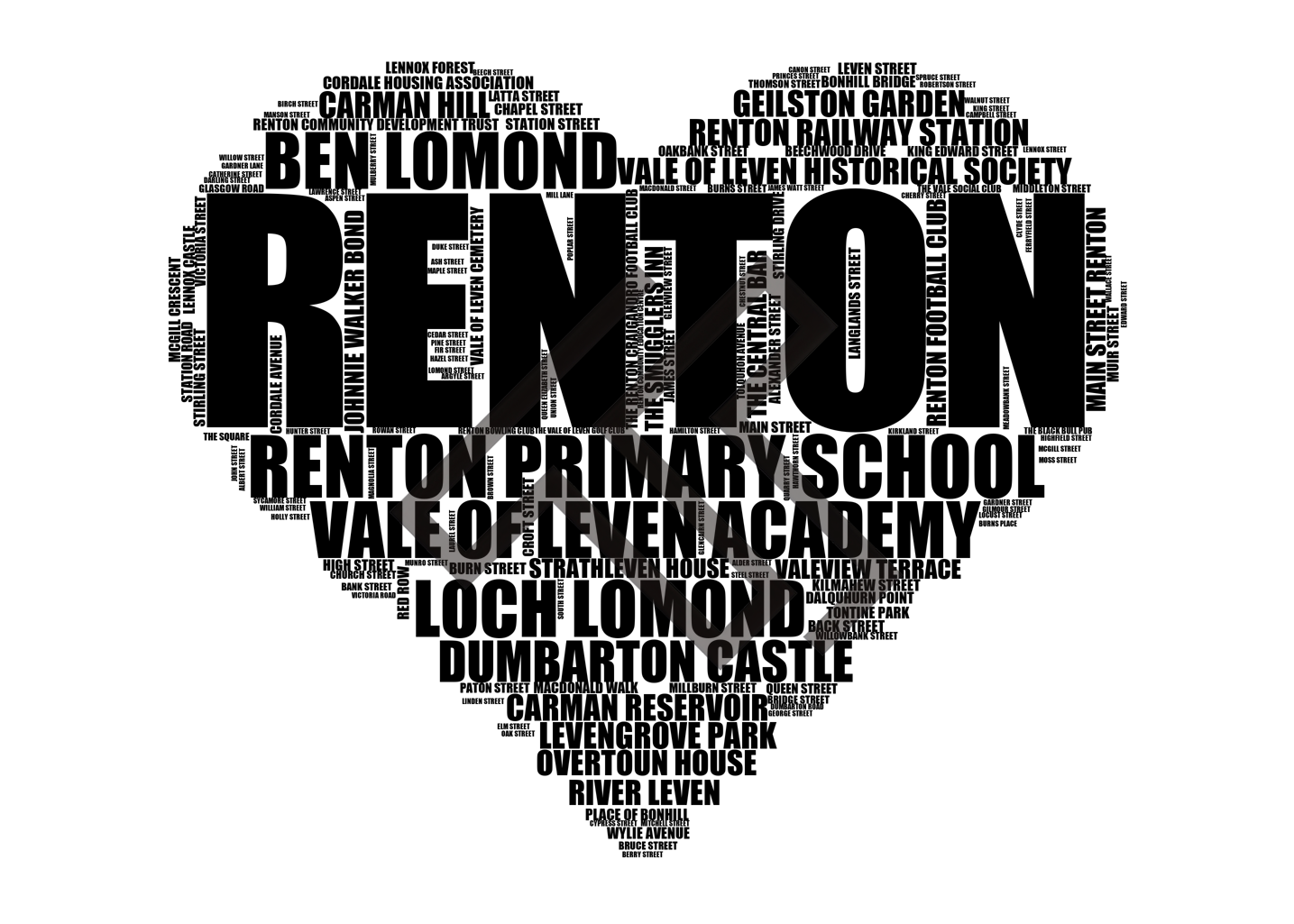 Renton - Premium Typographic Word Cloud Prints, Posters & Gifts