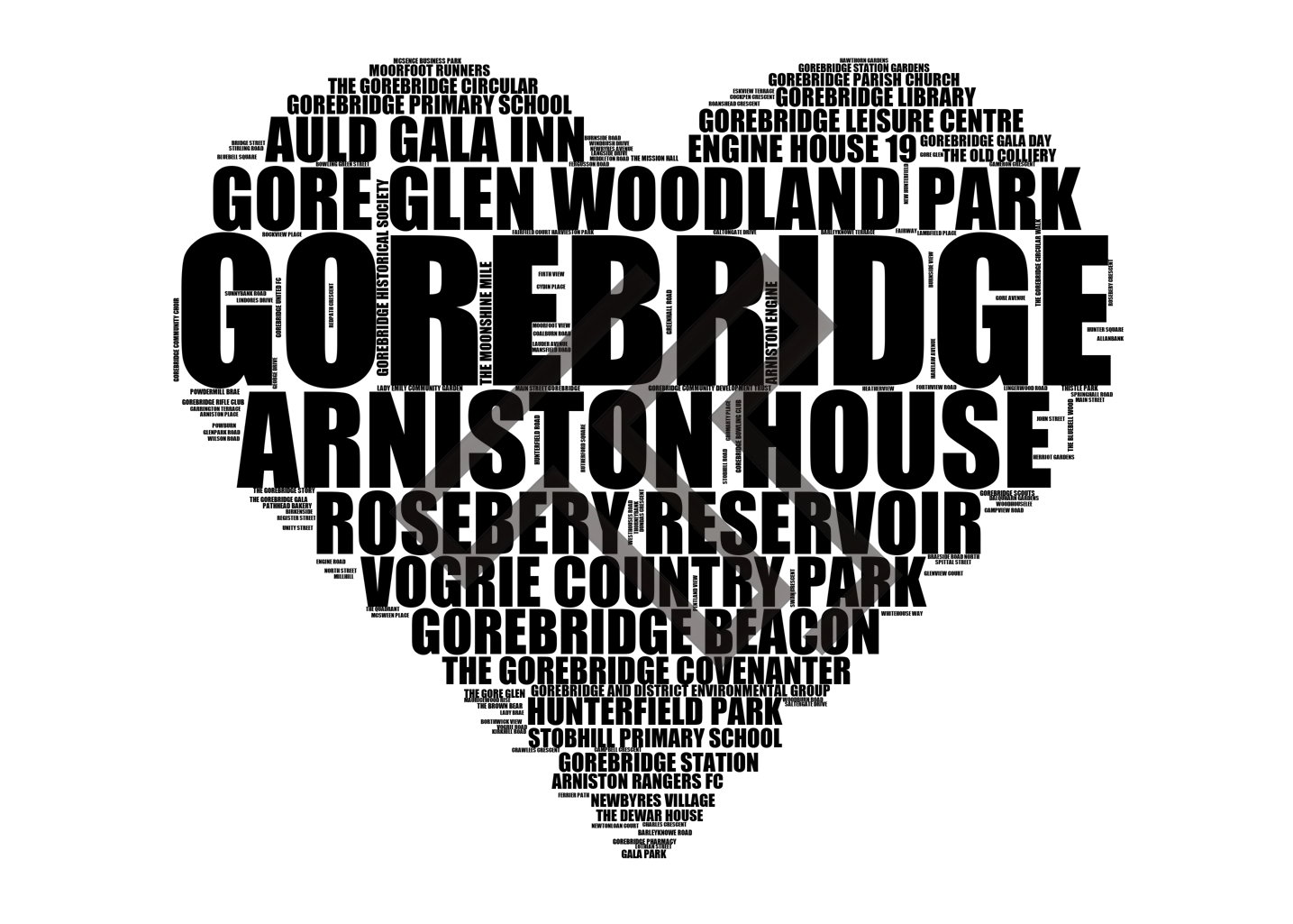 Gorebridge - Premium Typographic Word Cloud Prints, Posters & Gifts