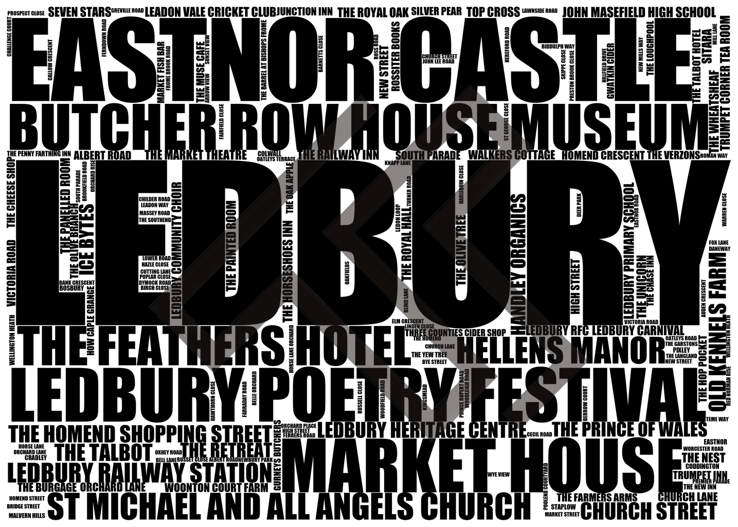 Ledbury - Premium Typographic Word Cloud Prints, Posters & Gifts