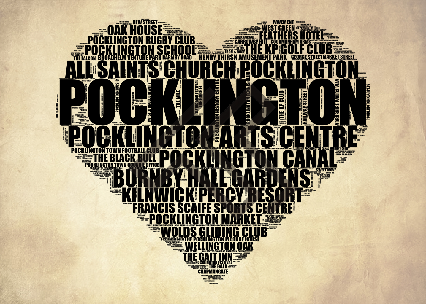 Pocklington - Premium Typographic Word Cloud Prints, Posters & Gifts