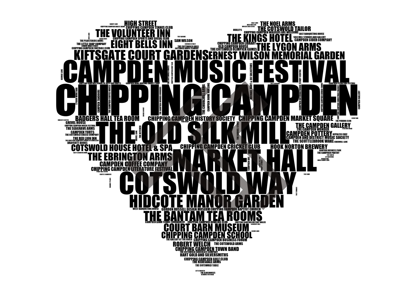 Chipping Campden - Premium Typographic Word Cloud Prints, Posters & Gifts