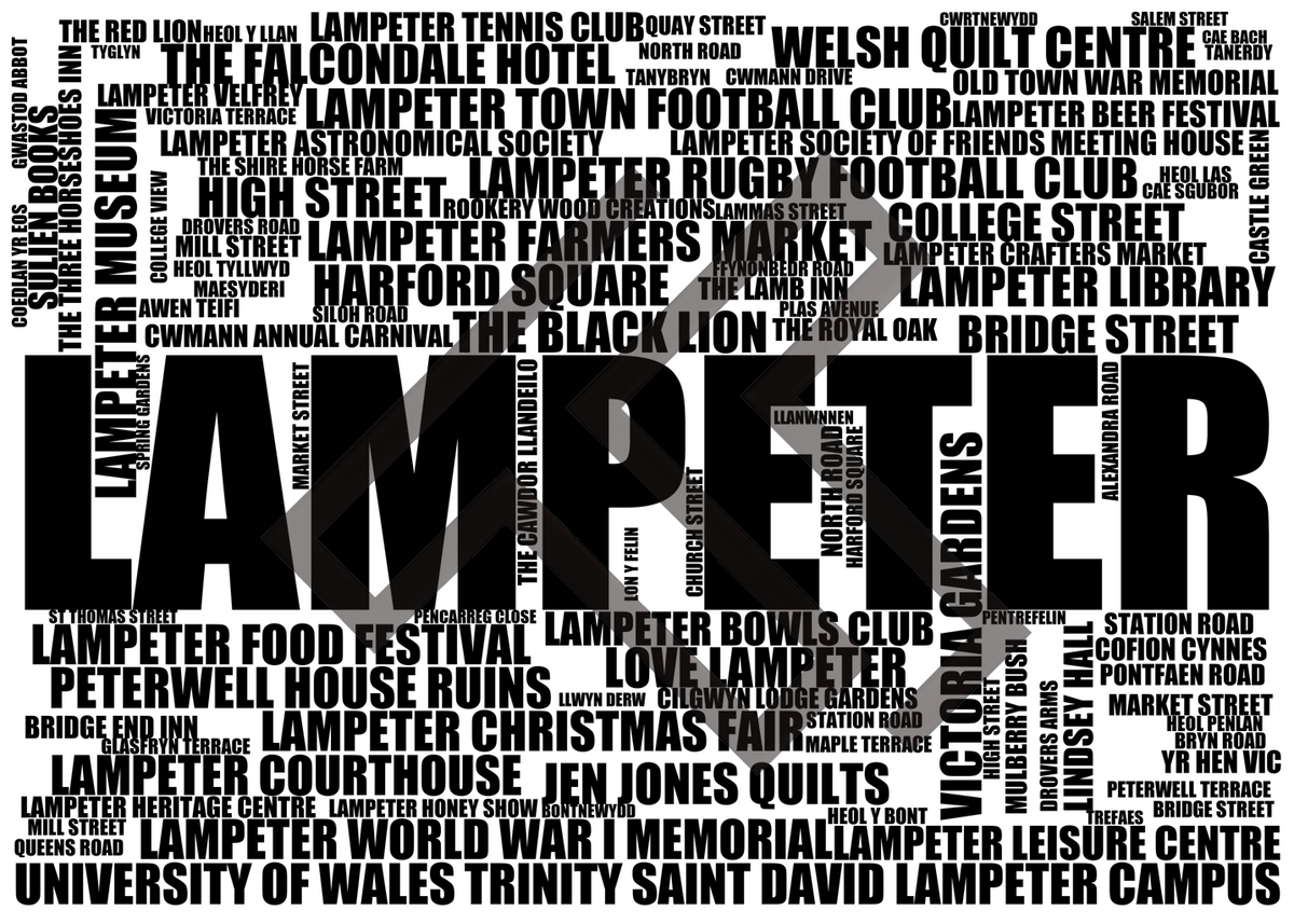 Lampeter - Premium Typographic Word Cloud Prints, Posters & Gifts