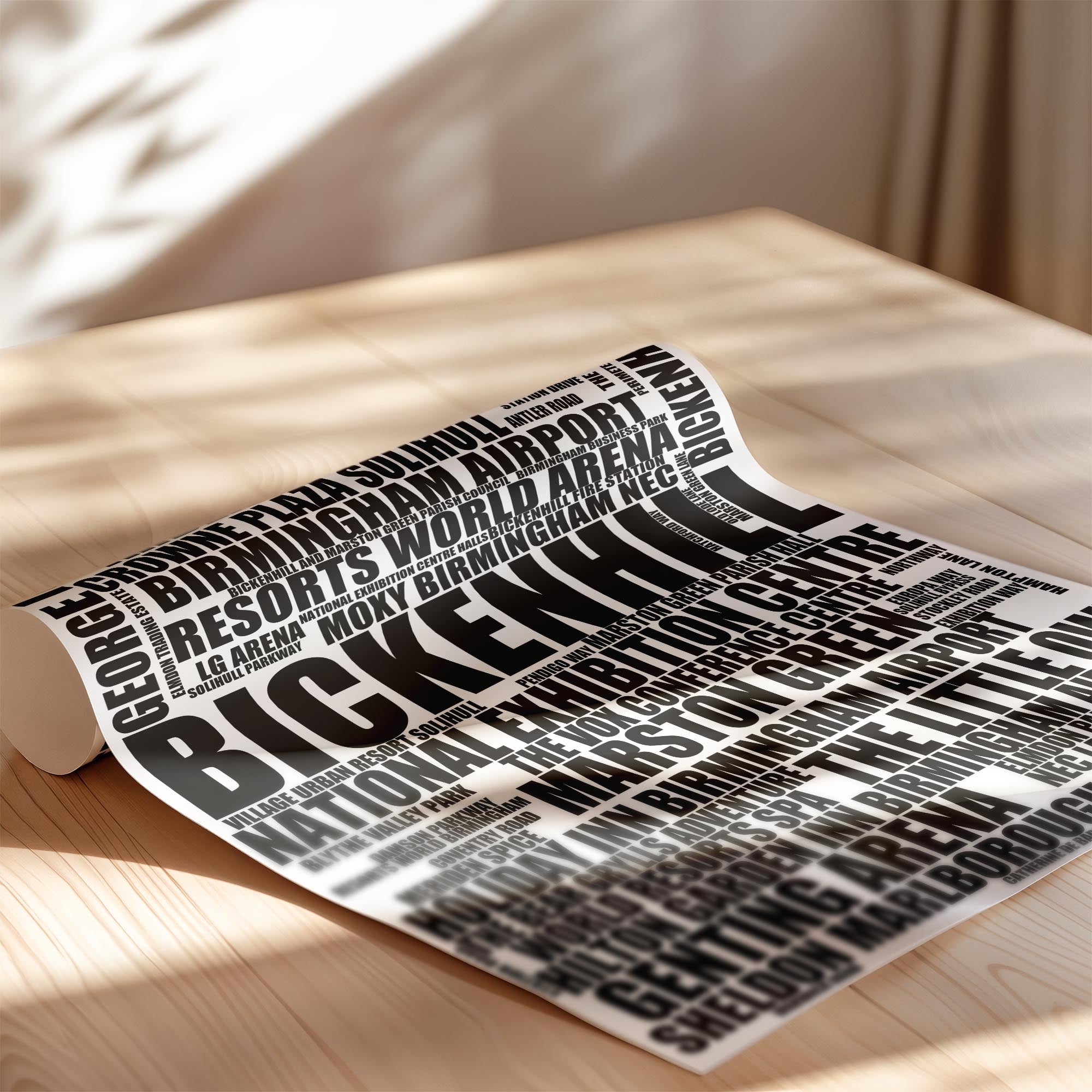 Bickenhill - Premium Typographic Word Cloud Prints, Posters & Gifts