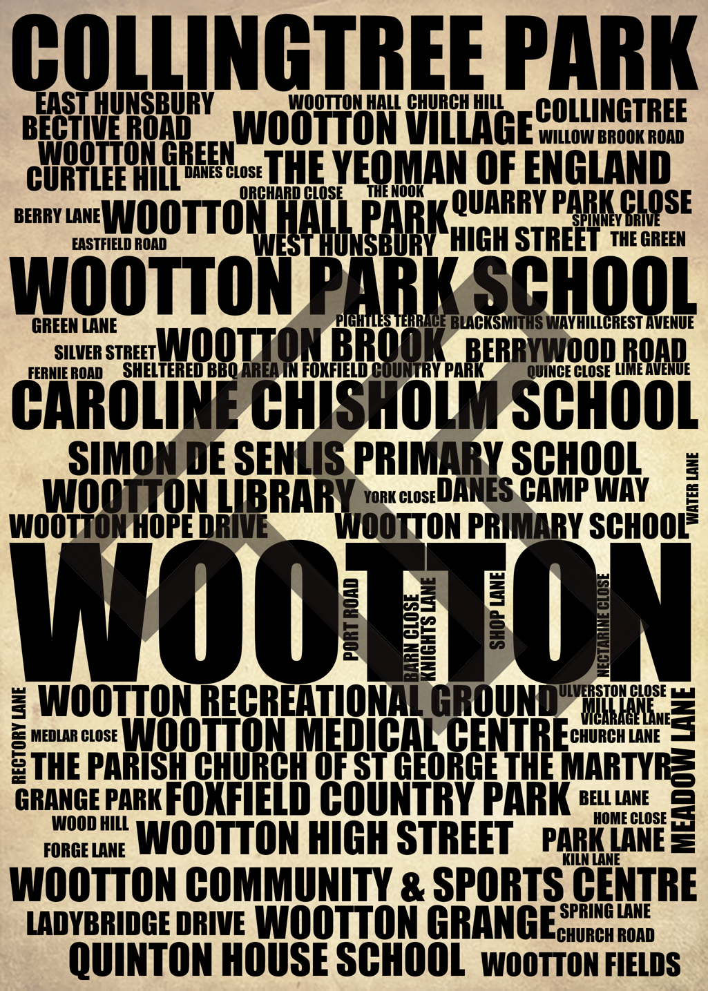 Wootton - Premium Typographic Word Cloud Prints, Posters & Gifts