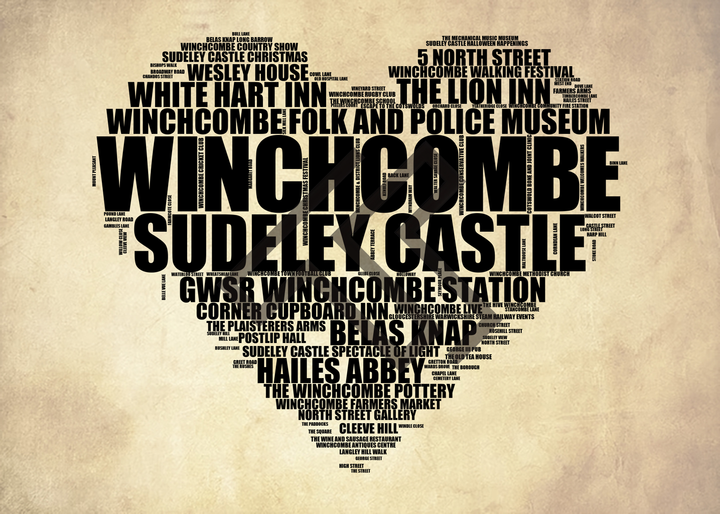 Winchcombe - Premium Typographic Word Cloud Prints, Posters & Gifts