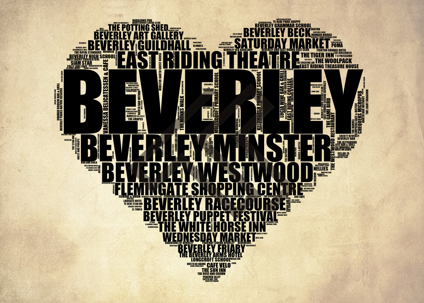 Beverley - Premium Typographic Word Cloud Prints, Posters & Gifts