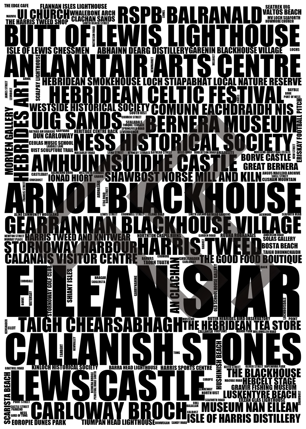 Eilean Siar - Premium Typographic Word Cloud Prints, Posters & Gifts