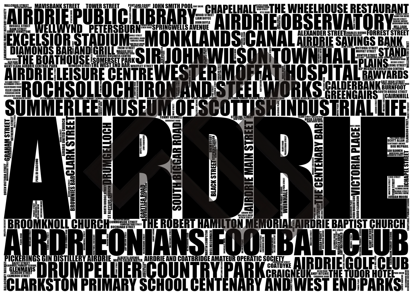 Airdrie - Premium Typographic Word Cloud Prints, Posters & Gifts