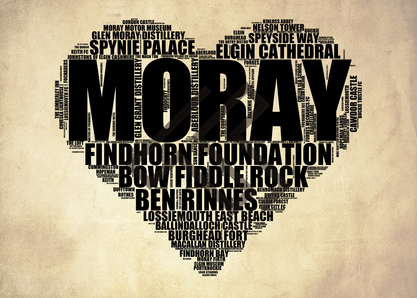 Moray - Premium Typographic Word Cloud Prints, Posters & Gifts