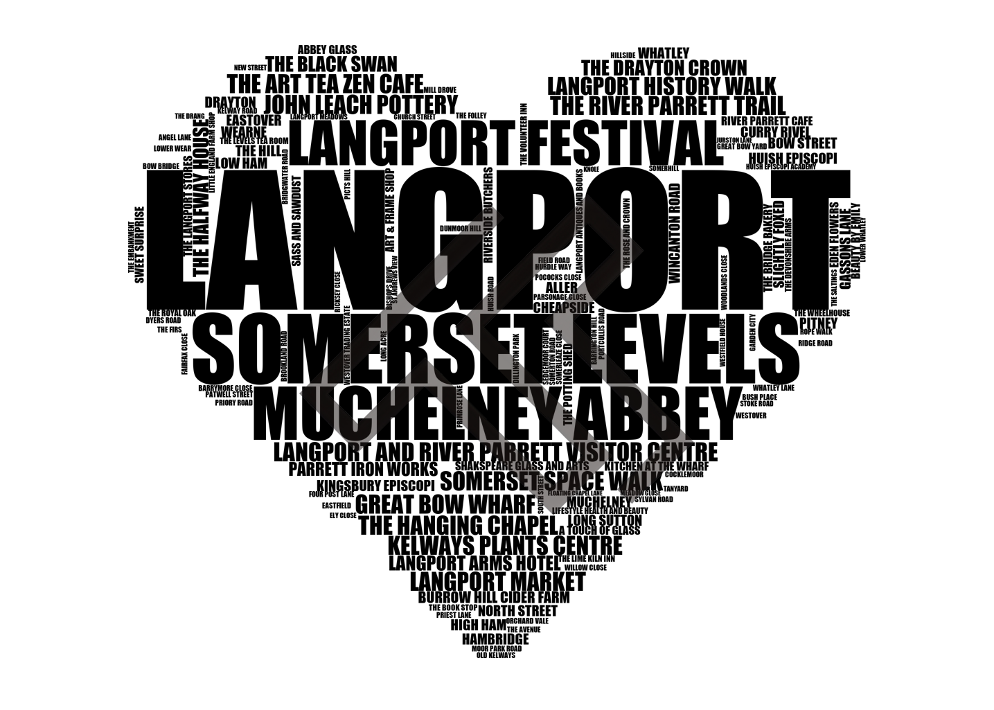 Langport - Premium Typographic Word Cloud Prints, Posters & Gifts