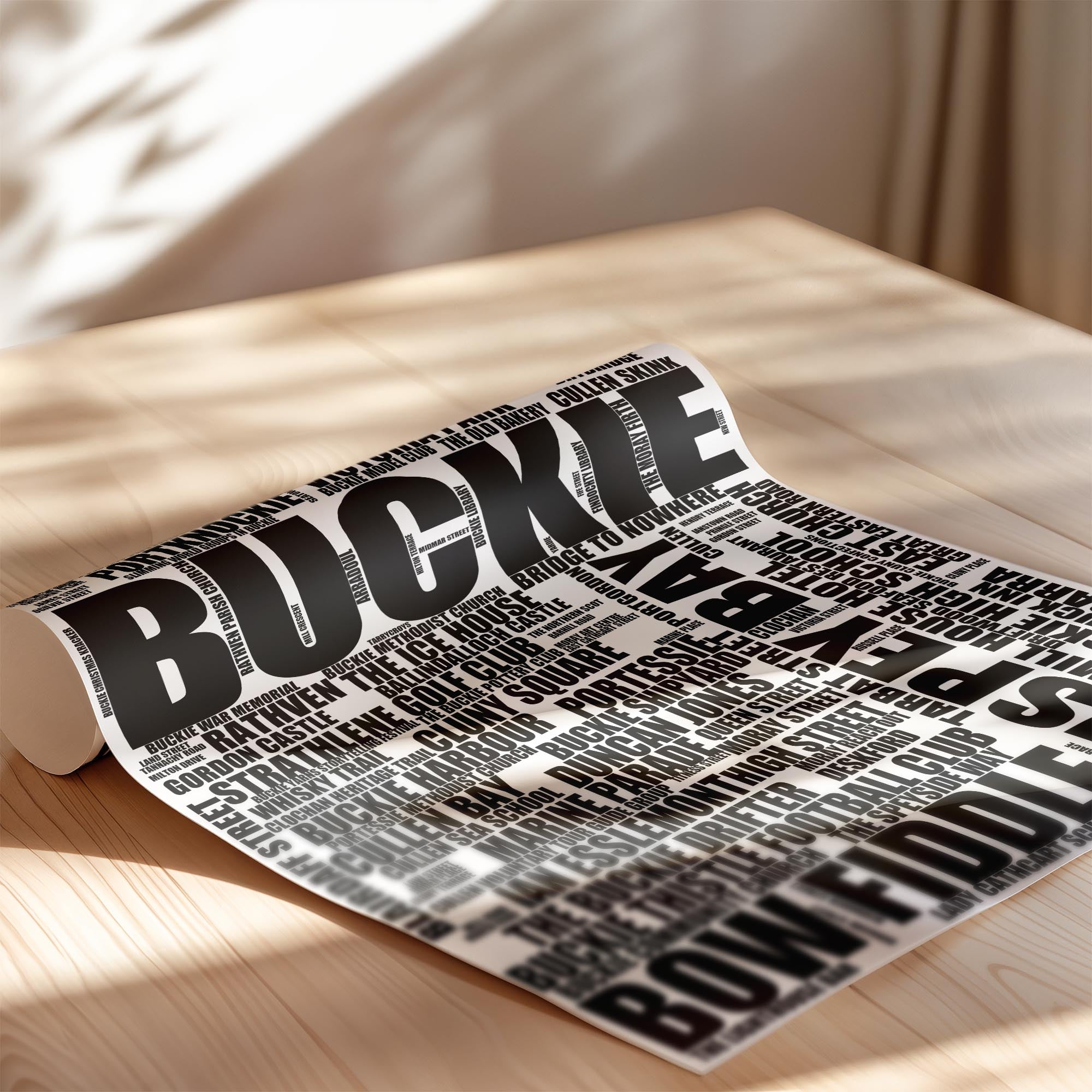 Buckie - Premium Typographic Word Cloud Prints, Posters & Gifts