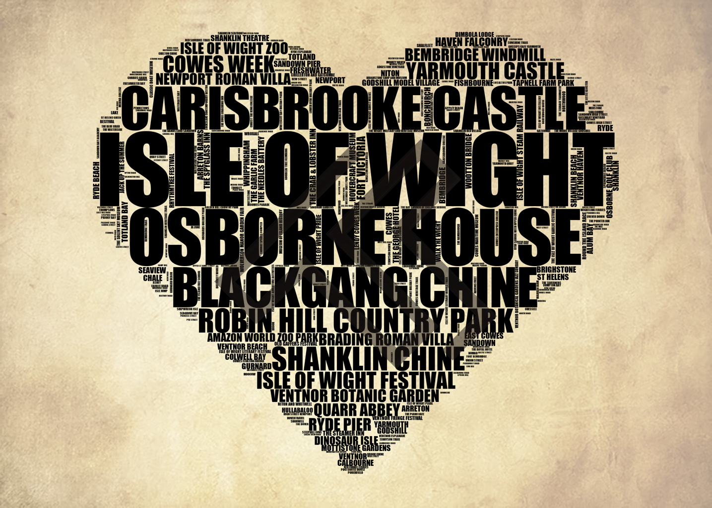 Isle of Wight - Premium Typographic Word Cloud Prints, Posters & Gifts