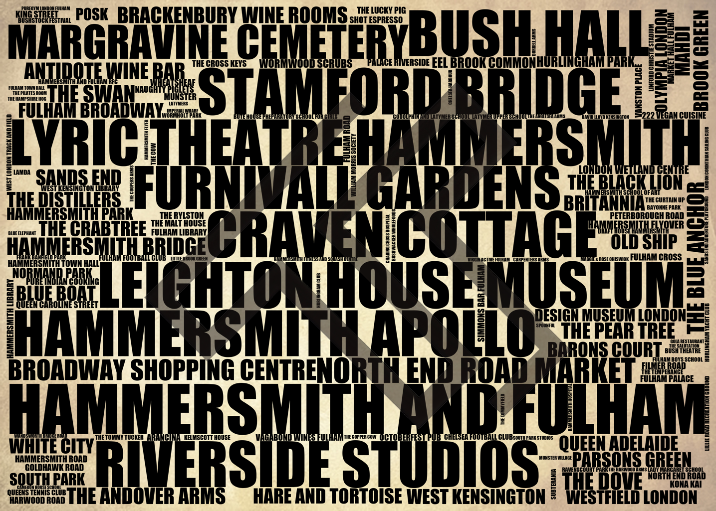 Hammersmith and Fulham - Premium Typographic Word Cloud Prints, Posters & Gifts
