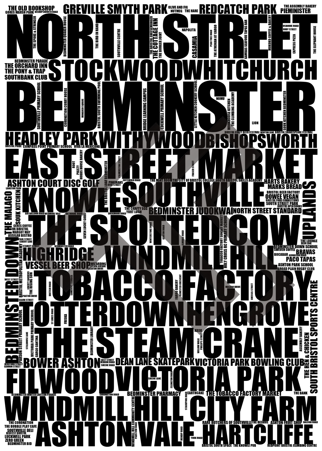 Bedminster - Premium Typographic Word Cloud Prints, Posters & Gifts