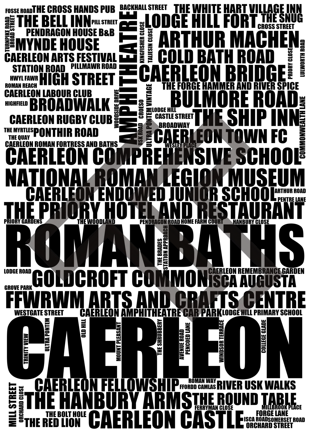 Caerleon - Premium Typographic Word Cloud Prints, Posters & Gifts