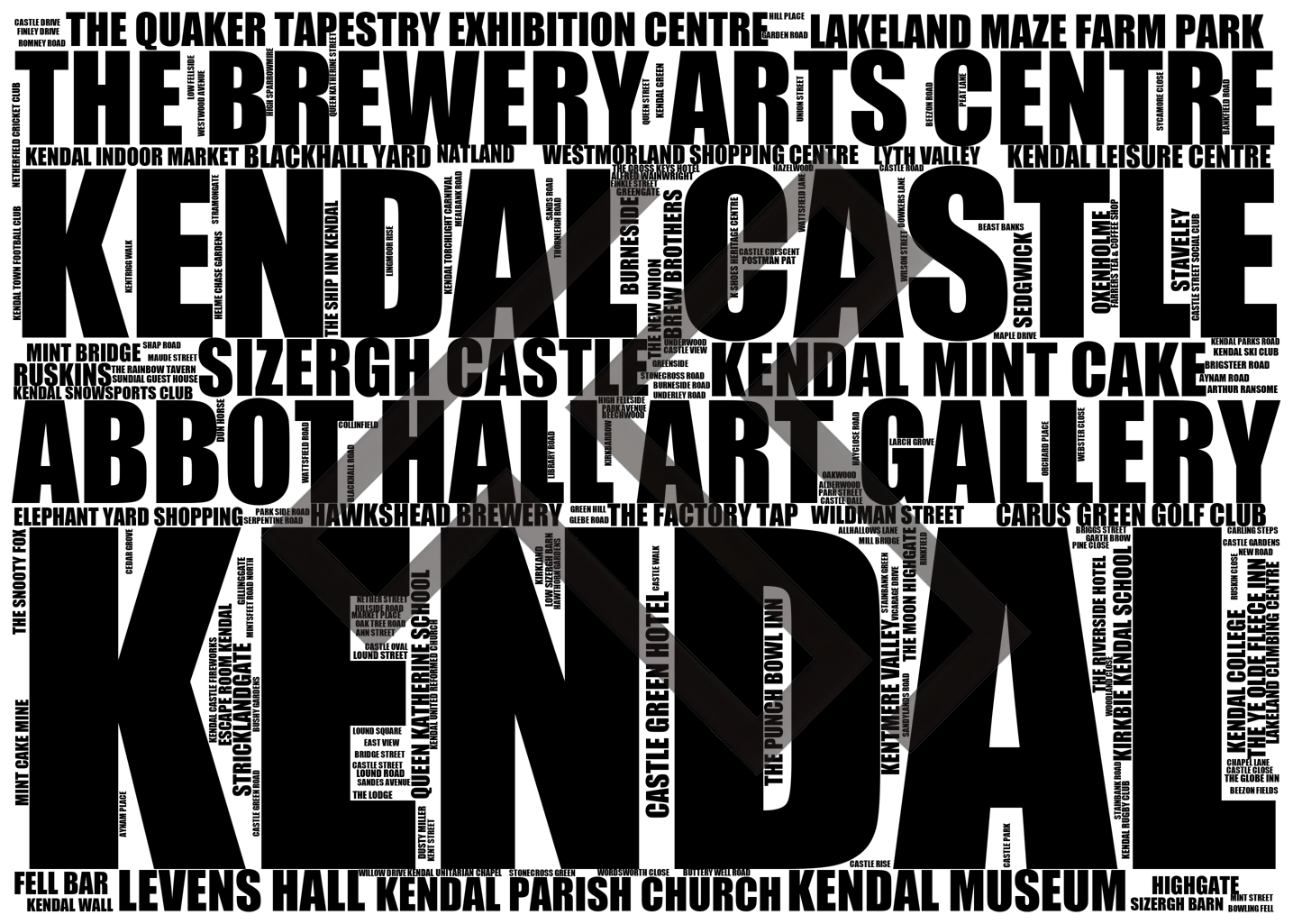 Kendal - Premium Typographic Word Cloud Prints, Posters & Gifts