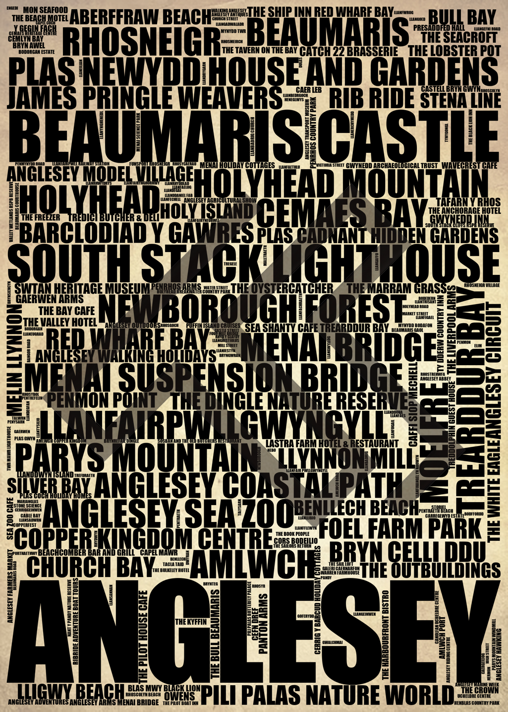 Anglesey - Premium Typographic Word Cloud Prints, Posters & Gifts