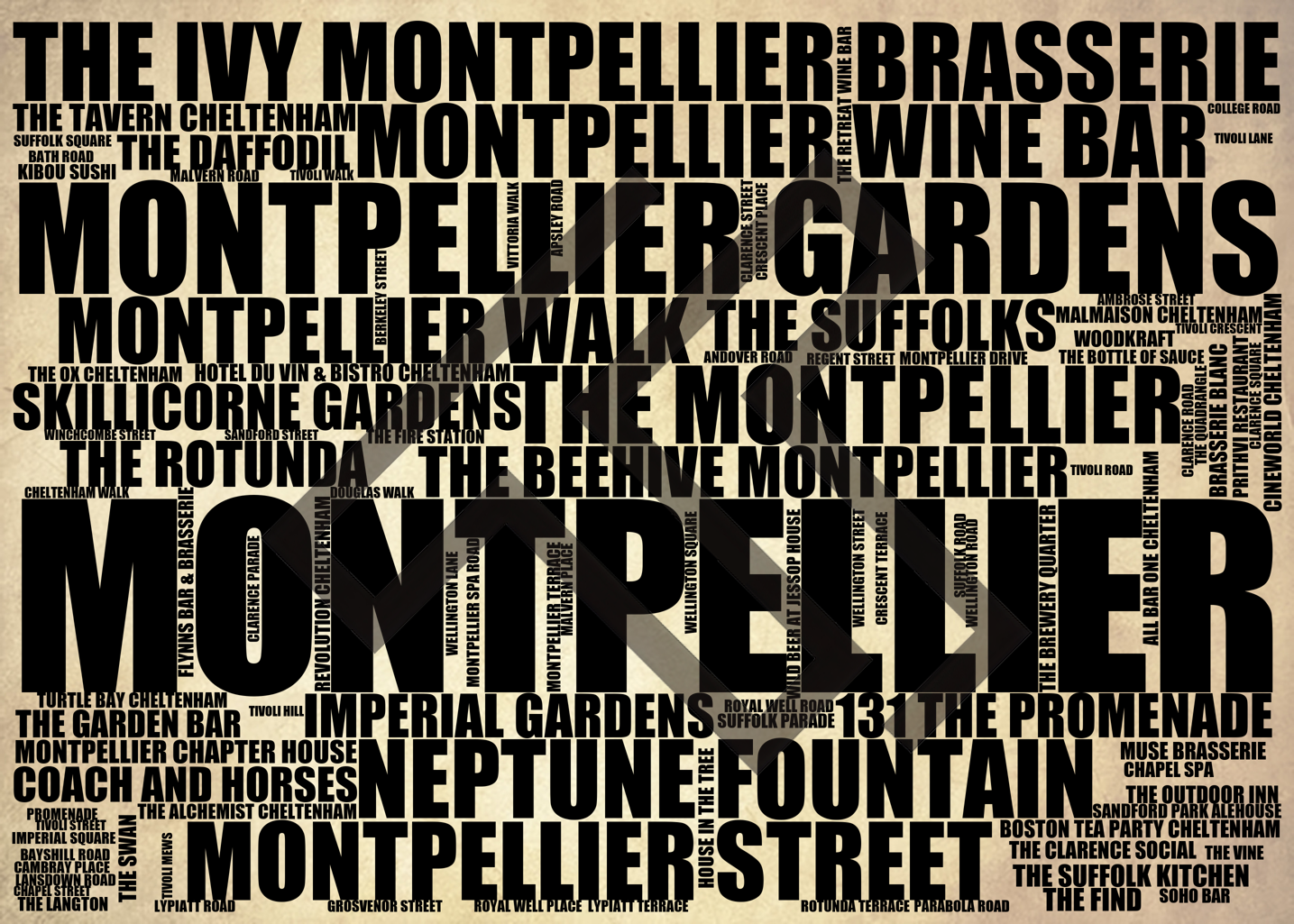 Montpellier - Premium Typographic Word Cloud Prints, Posters & Gifts