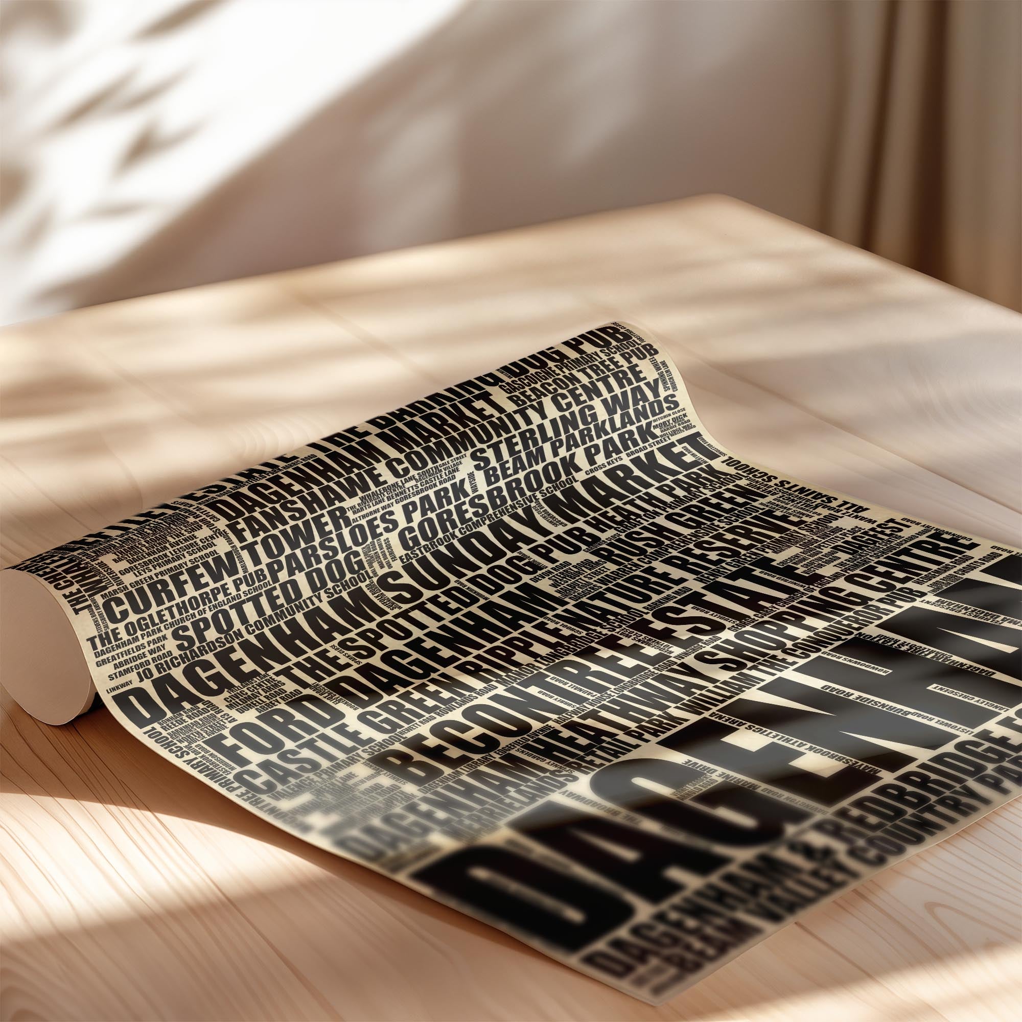 Dagenham - Premium Typographic Word Cloud Prints, Posters & Gifts