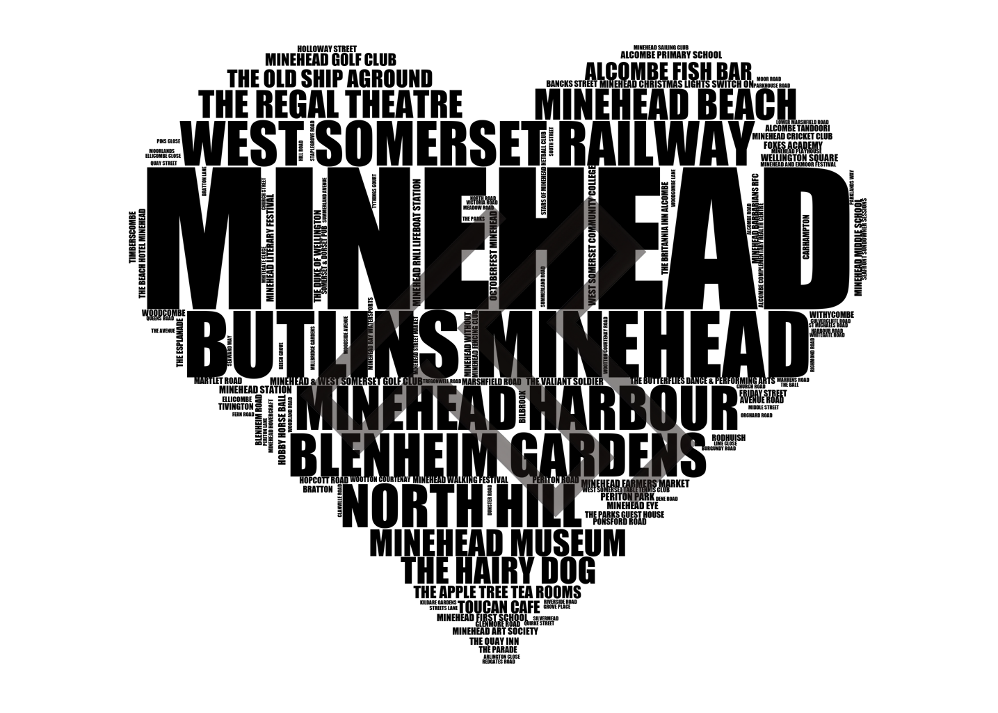 Minehead - Premium Typographic Word Cloud Prints, Posters & Gifts