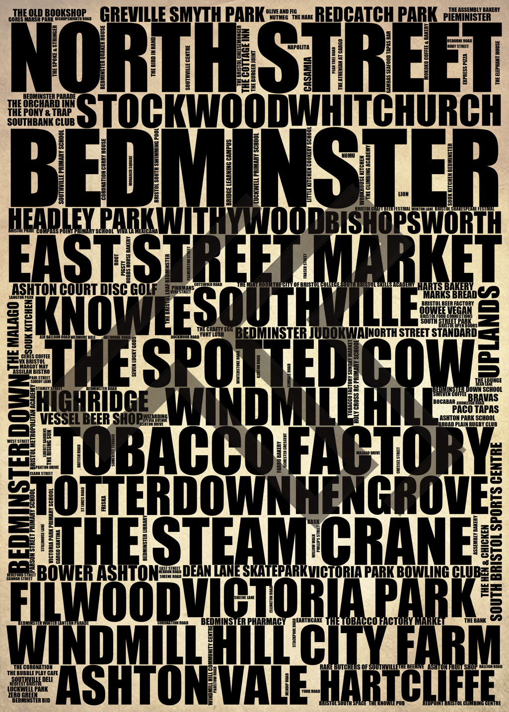 Bedminster - Premium Typographic Word Cloud Prints, Posters & Gifts