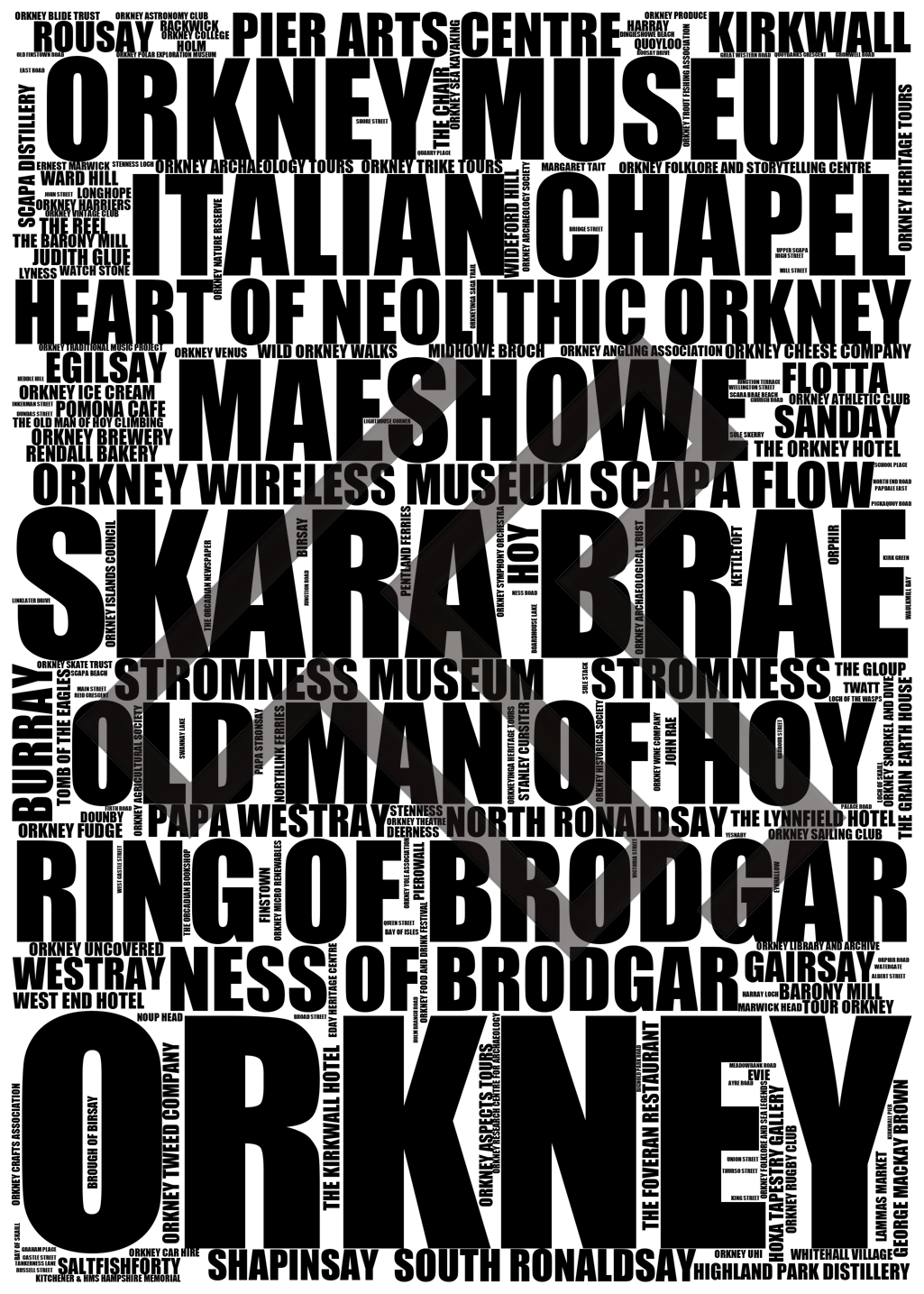 Orkney - Premium Typographic Word Cloud Prints, Posters & Gifts