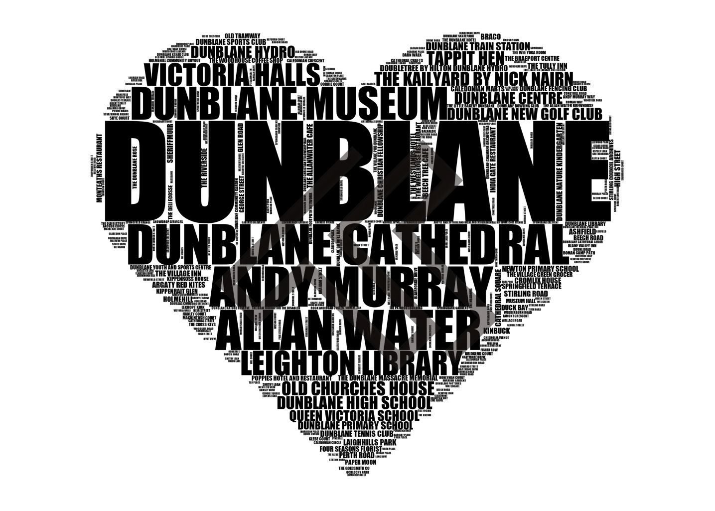 Dunblane - Premium Typographic Word Cloud Prints, Posters & Gifts