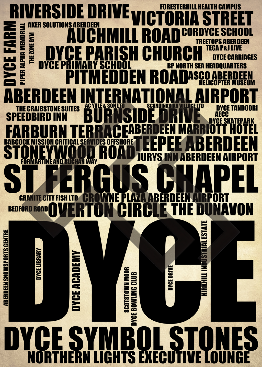 Dyce - Premium Typographic Word Cloud Prints, Posters & Gifts
