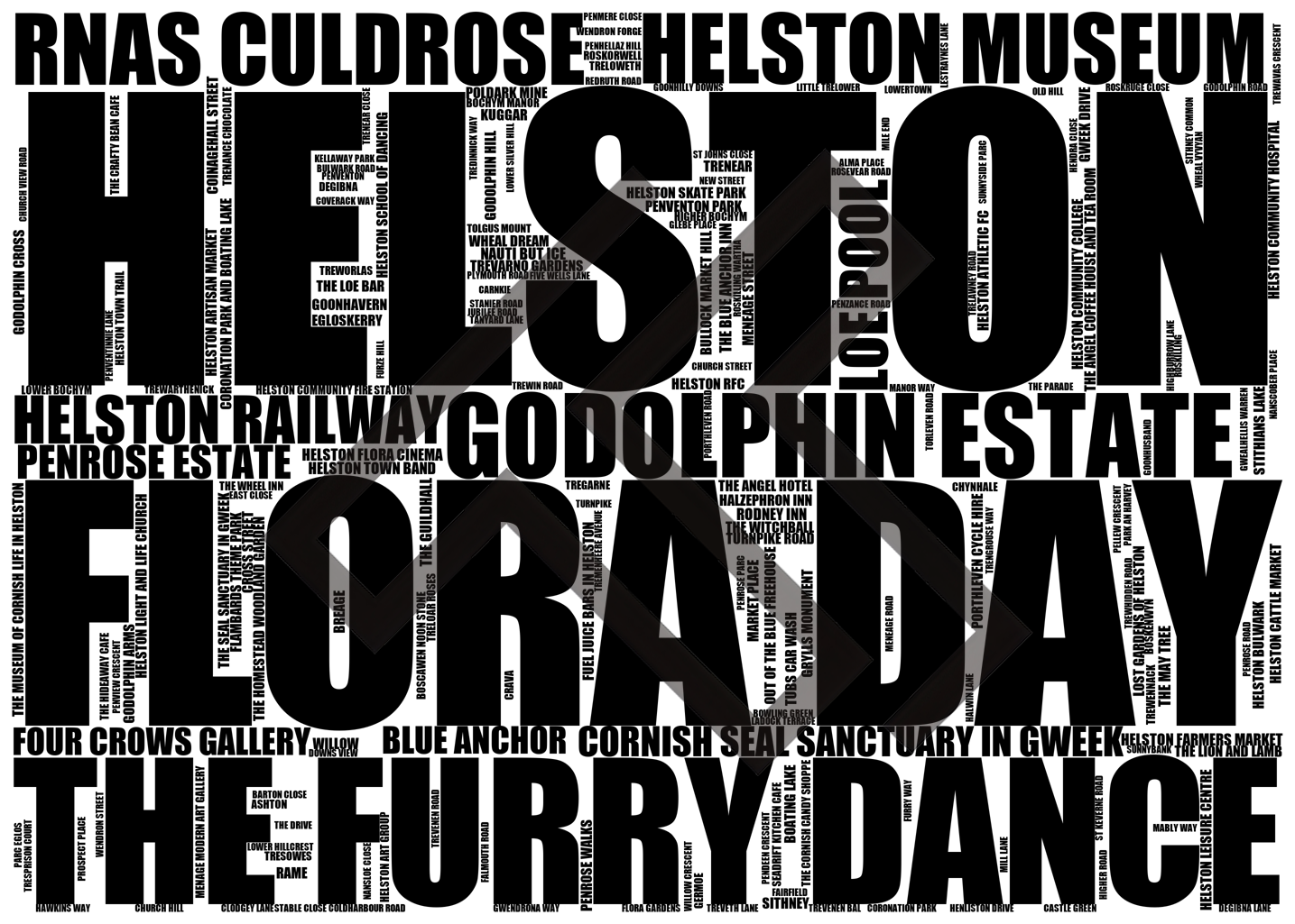 Helston - Premium Typographic Word Cloud Prints, Posters & Gifts