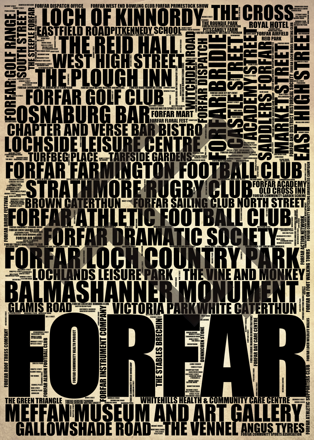 Forfar - Premium Typographic Word Cloud Prints, Posters & Gifts