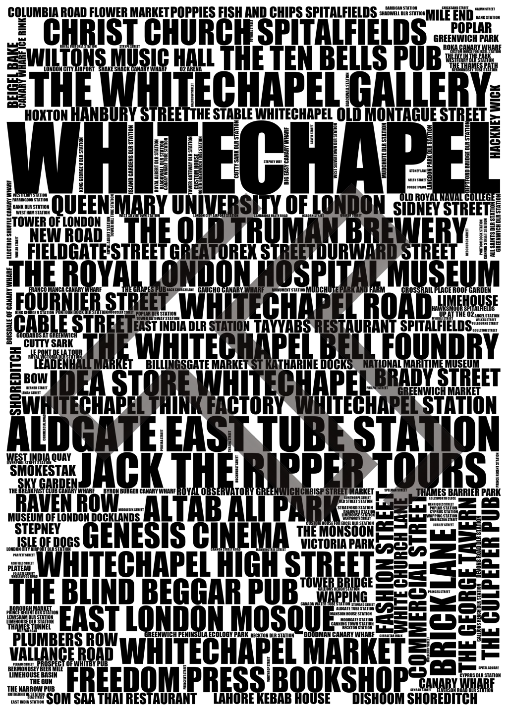 Whitechapel - Premium Typographic Word Cloud Prints, Posters & Gifts