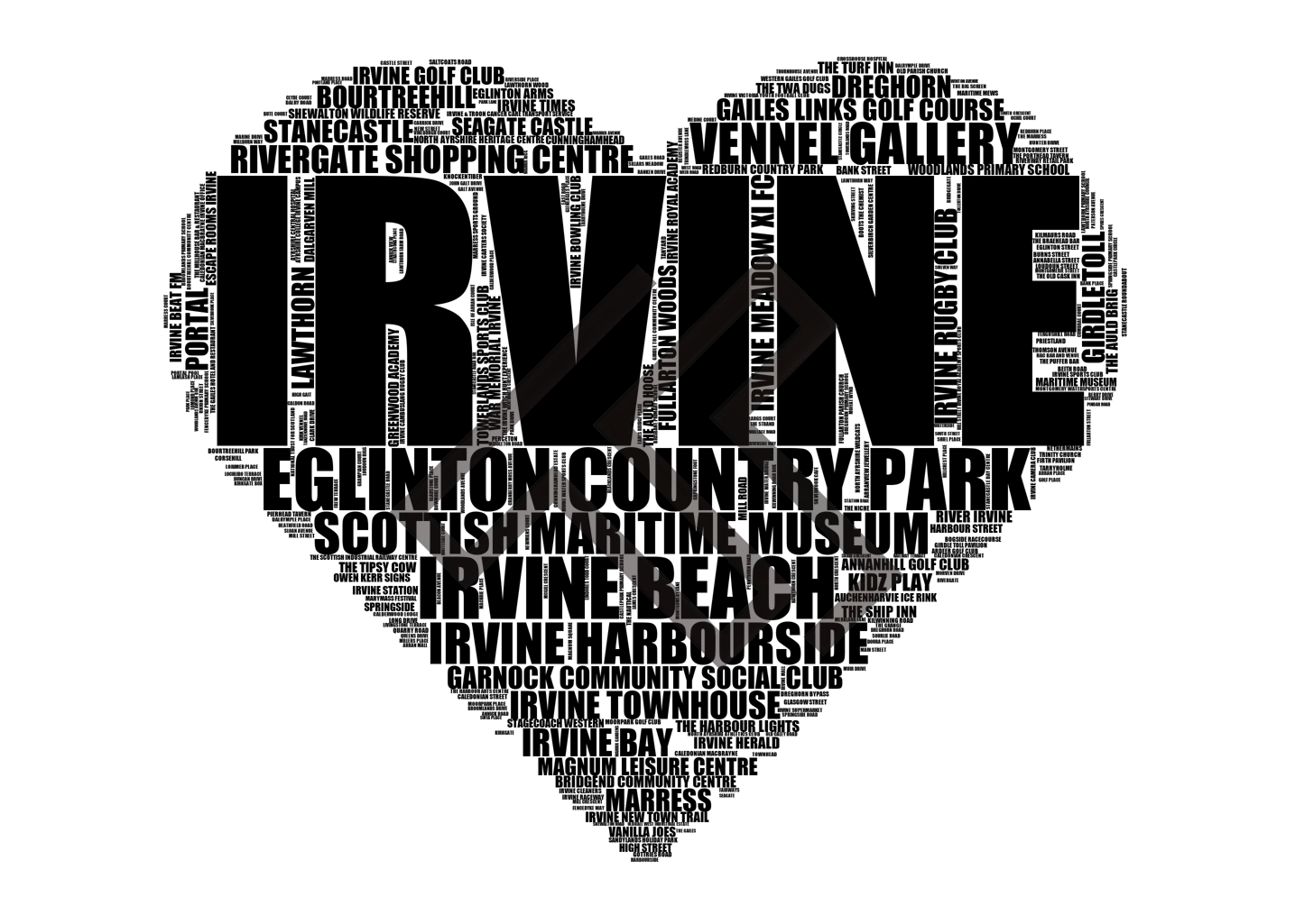 Irvine - Premium Typographic Word Cloud Prints, Posters & Gifts