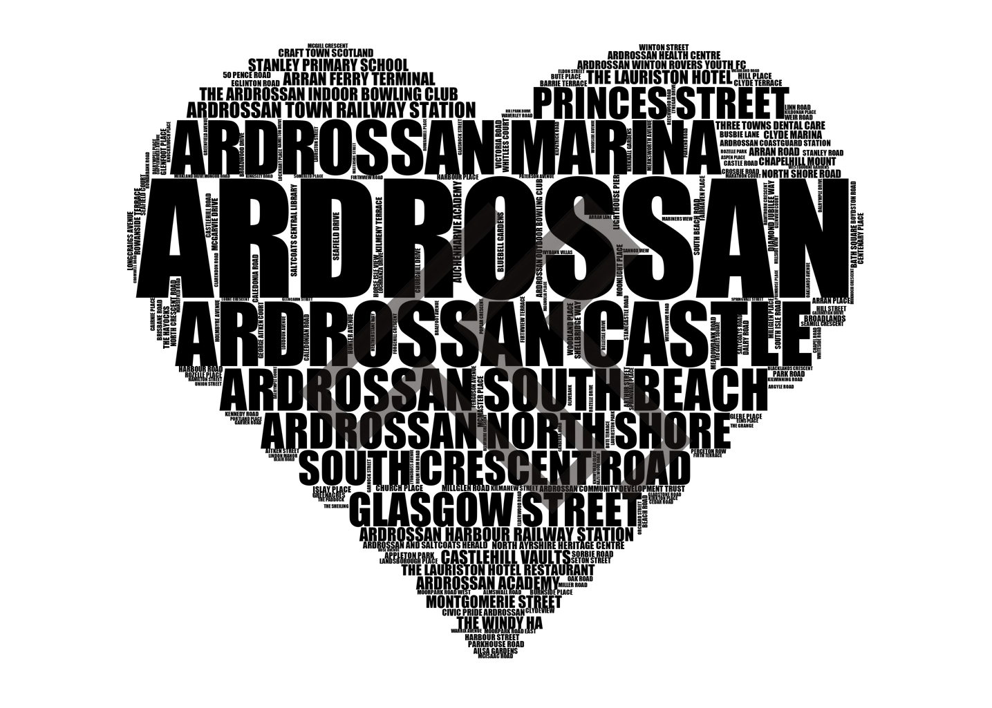 Ardrossan - Premium Typographic Word Cloud Prints, Posters & Gifts