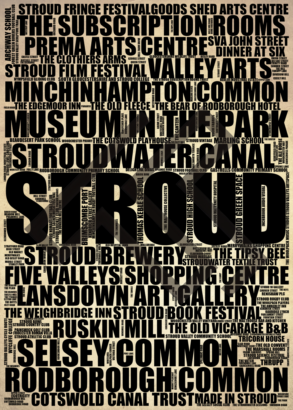 Stroud - Premium Typographic Word Cloud Prints, Posters & Gifts