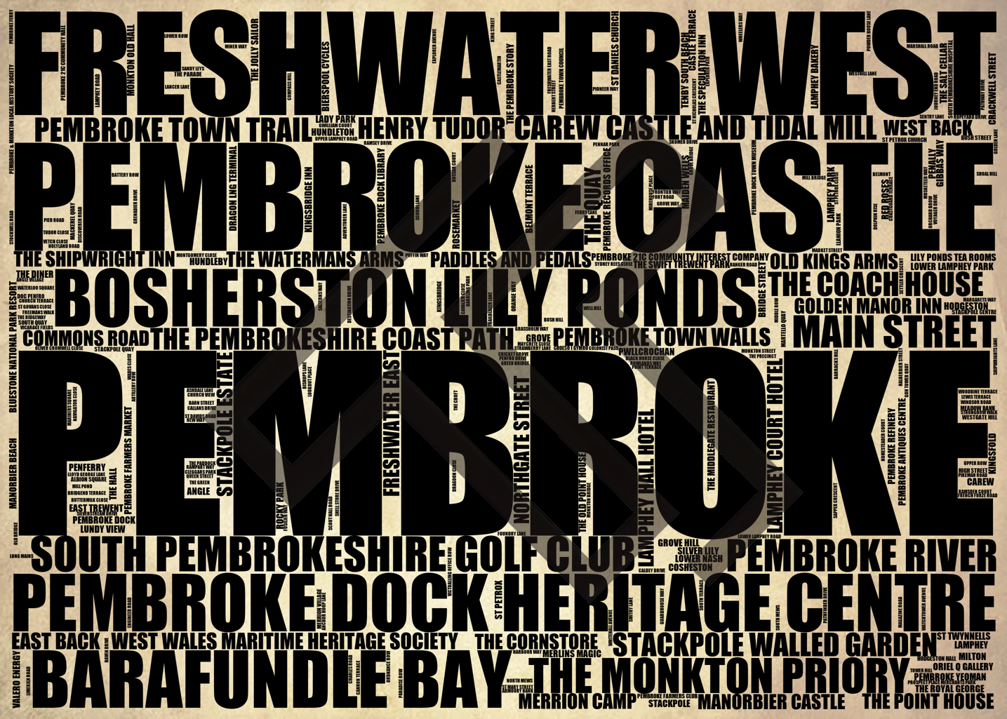 Pembroke - Premium Typographic Word Cloud Prints, Posters & Gifts