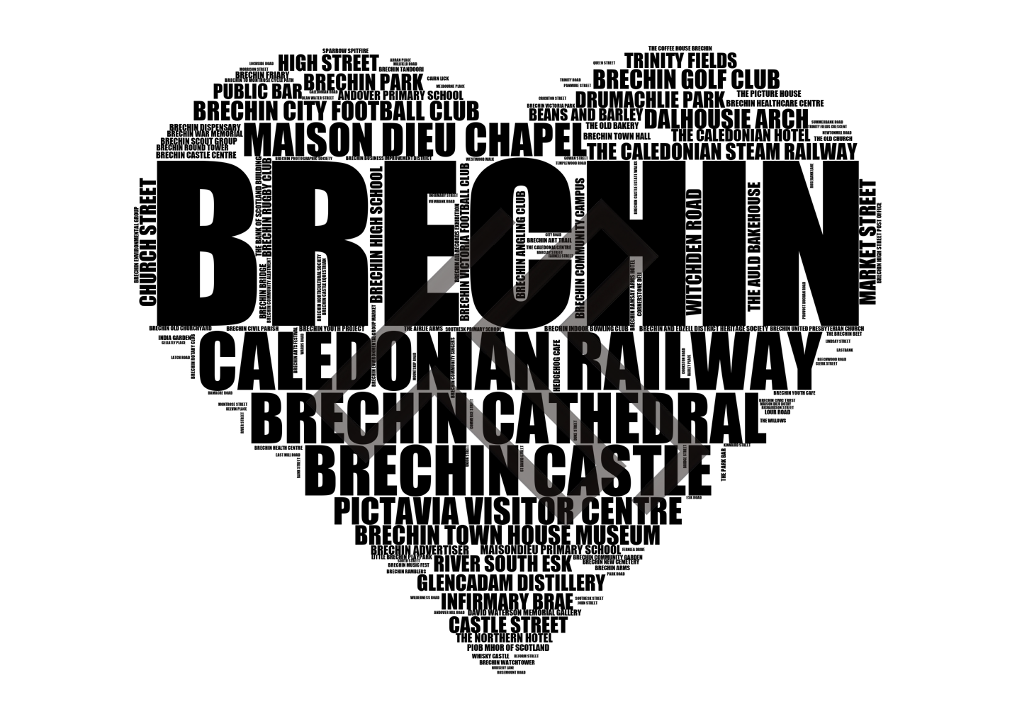 Brechin - Premium Typographic Word Cloud Prints, Posters & Gifts