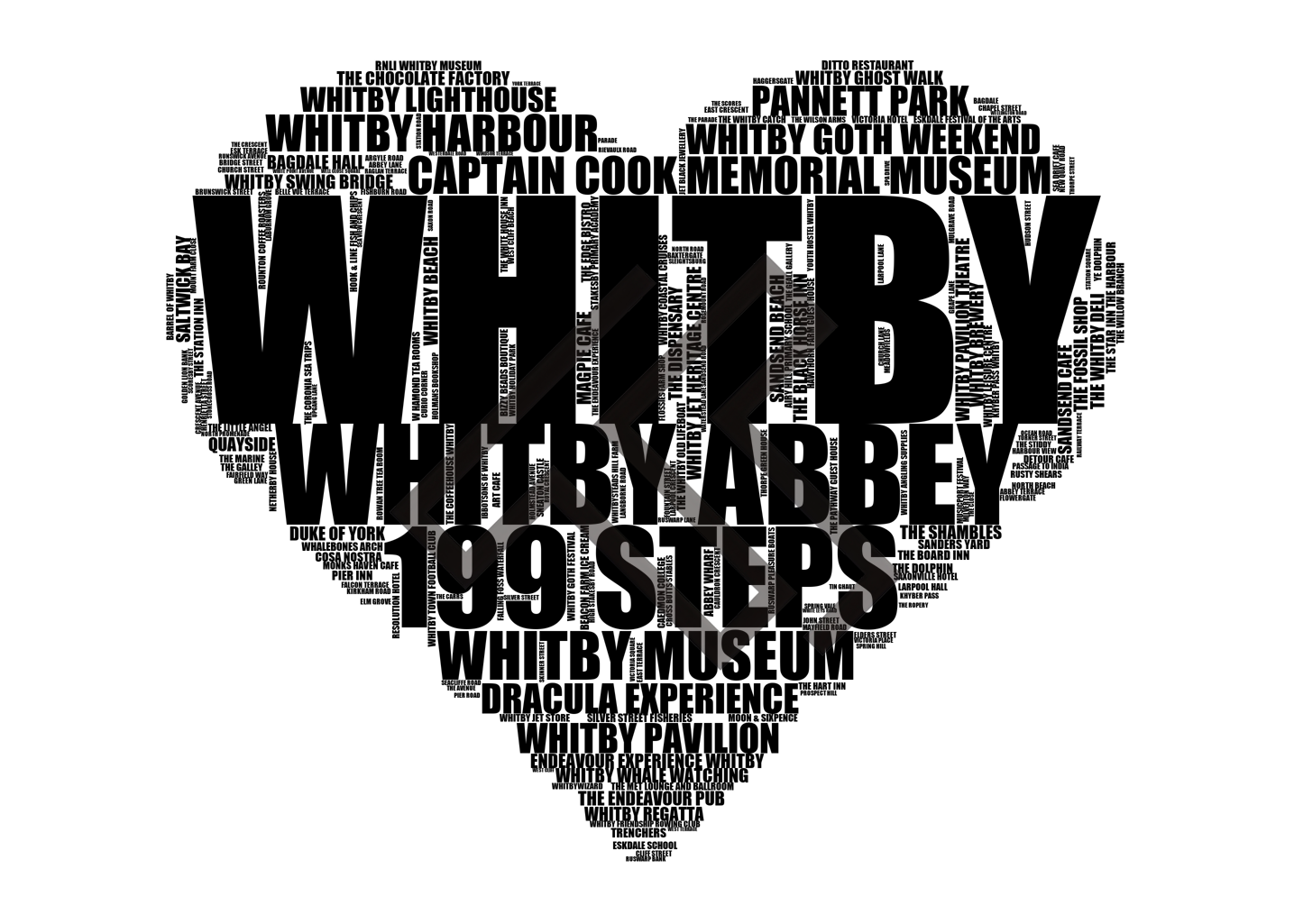 Whitby - Premium Typographic Word Cloud Prints, Posters & Gifts