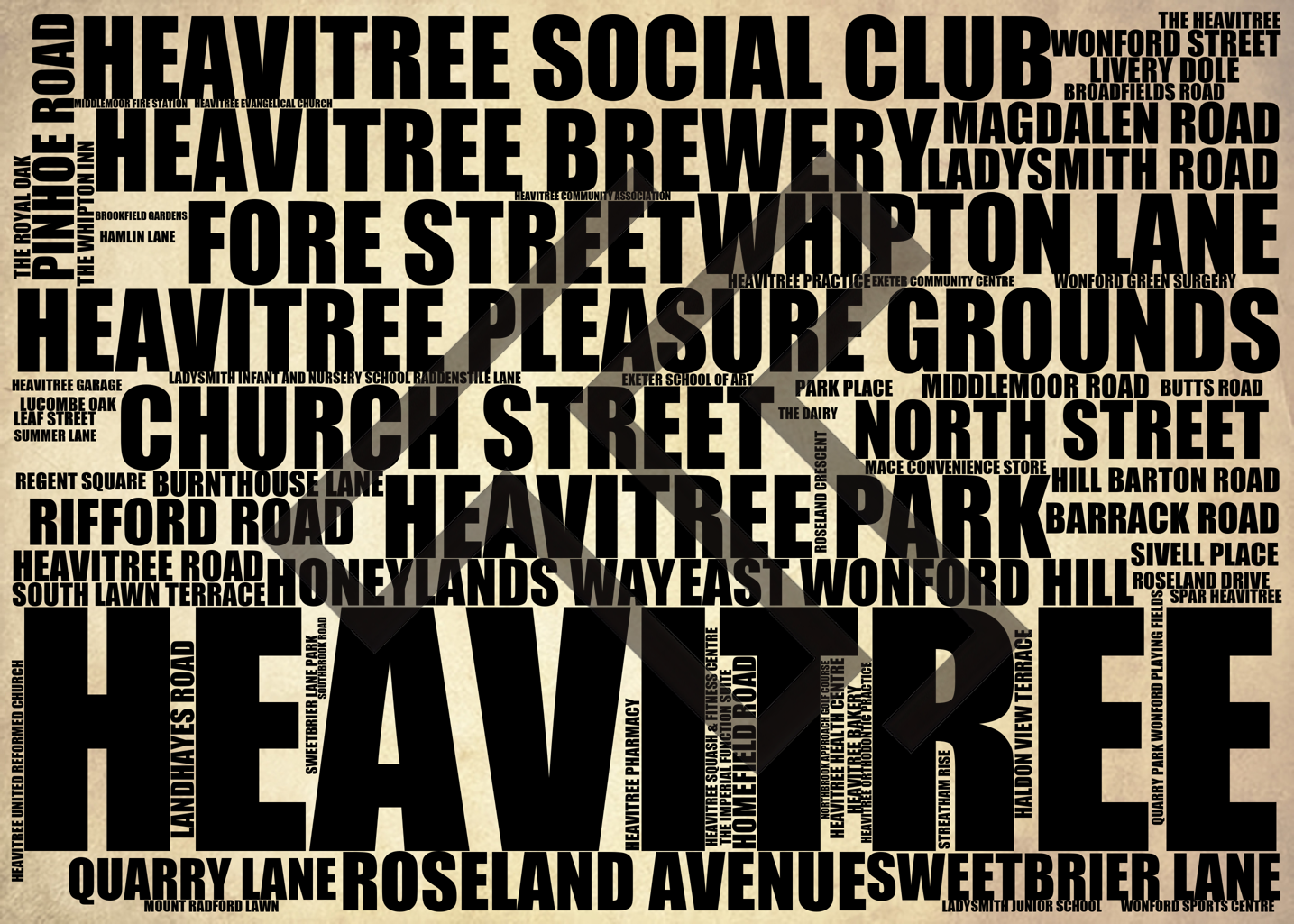 Heavitree - Premium Typographic Word Cloud Prints, Posters & Gifts