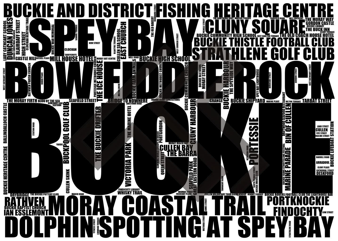 Buckie - Premium Typographic Word Cloud Prints, Posters & Gifts