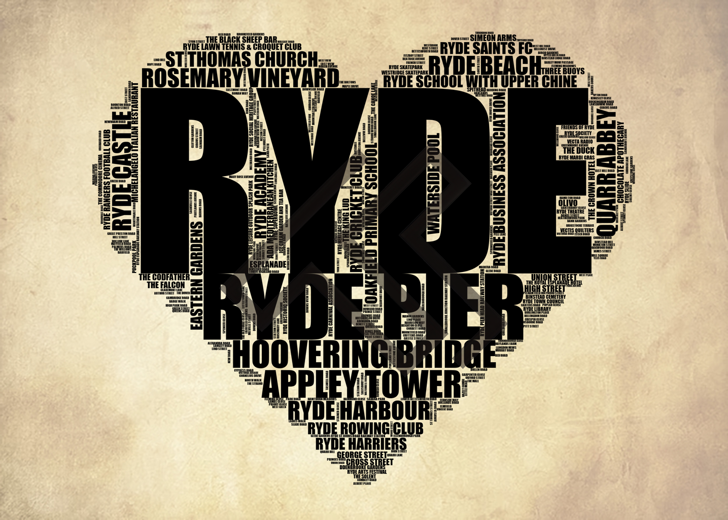 Ryde - Premium Typographic Word Cloud Prints, Posters & Gifts