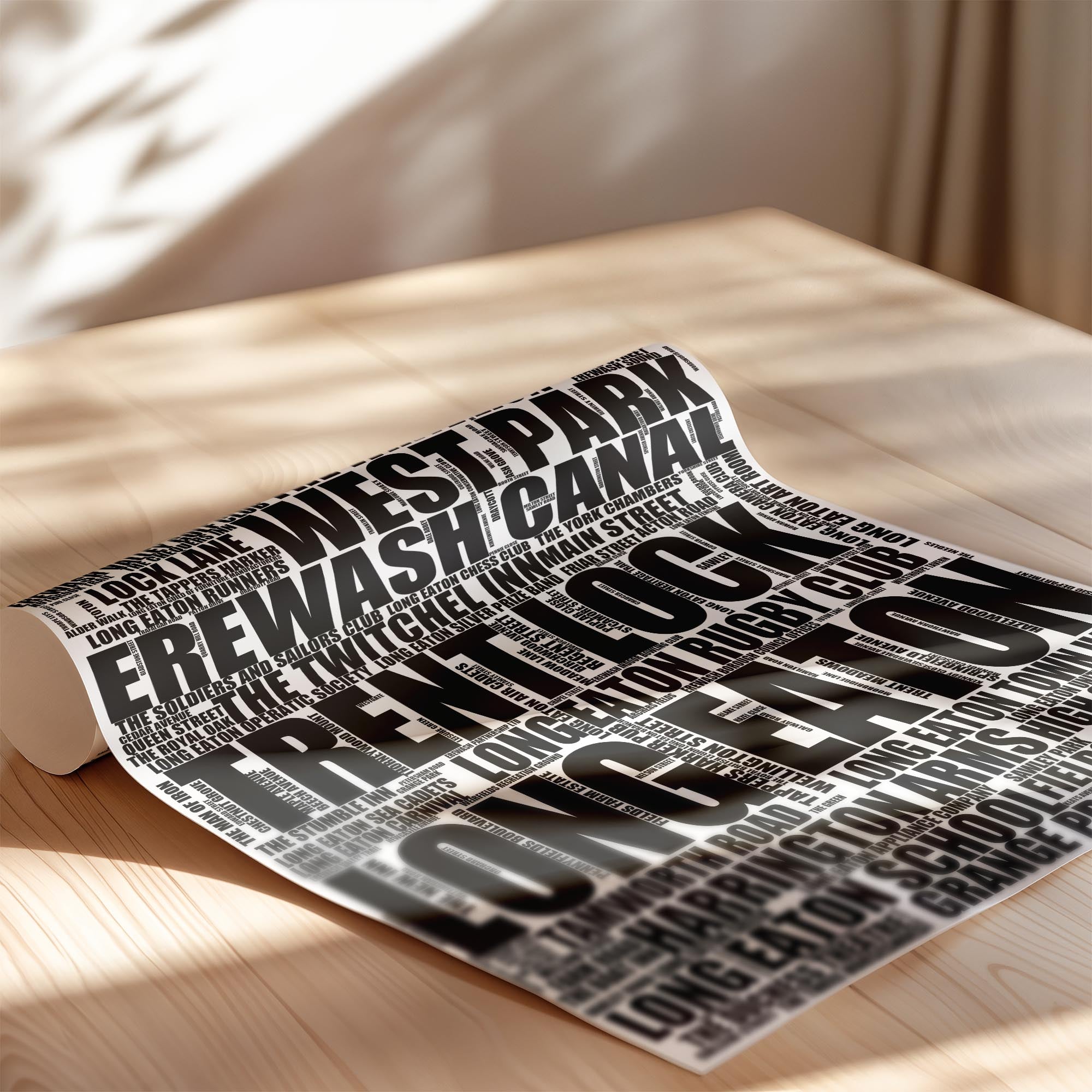 Long Eaton - Premium Typographic Word Cloud Prints, Posters & Gifts