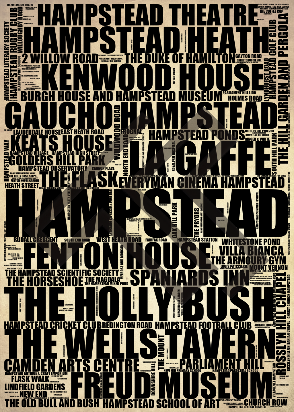 Hampstead - Premium Typographic Word Cloud Prints, Posters & Gifts