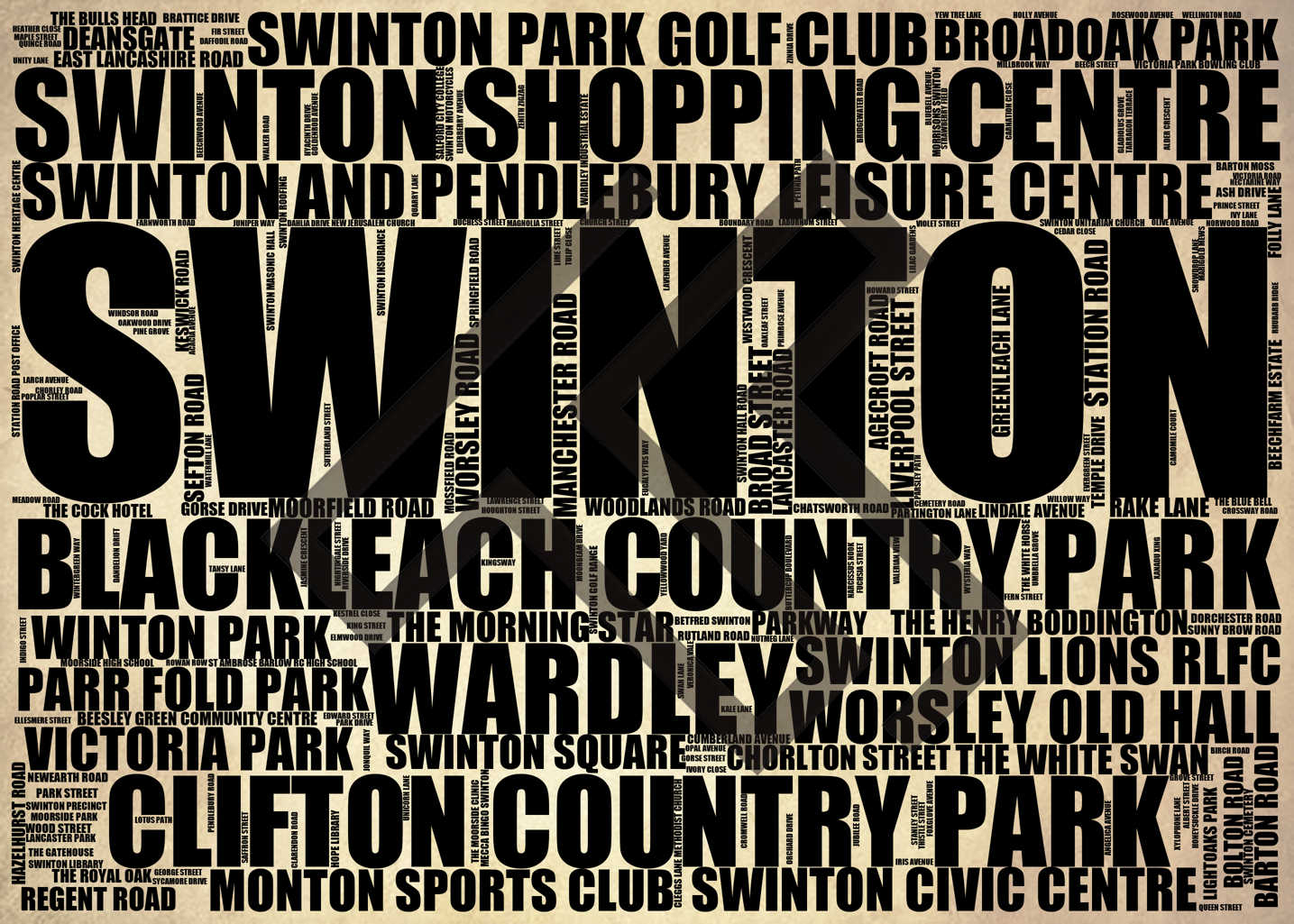 Swinton - Premium Typographic Word Cloud Prints, Posters & Gifts