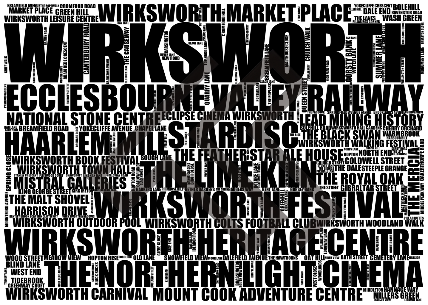 Wirksworth - Premium Typographic Word Cloud Prints, Posters & Gifts