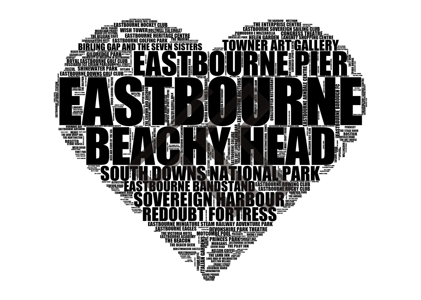 Eastbourne - Premium Typographic Word Cloud Prints, Posters & Gifts