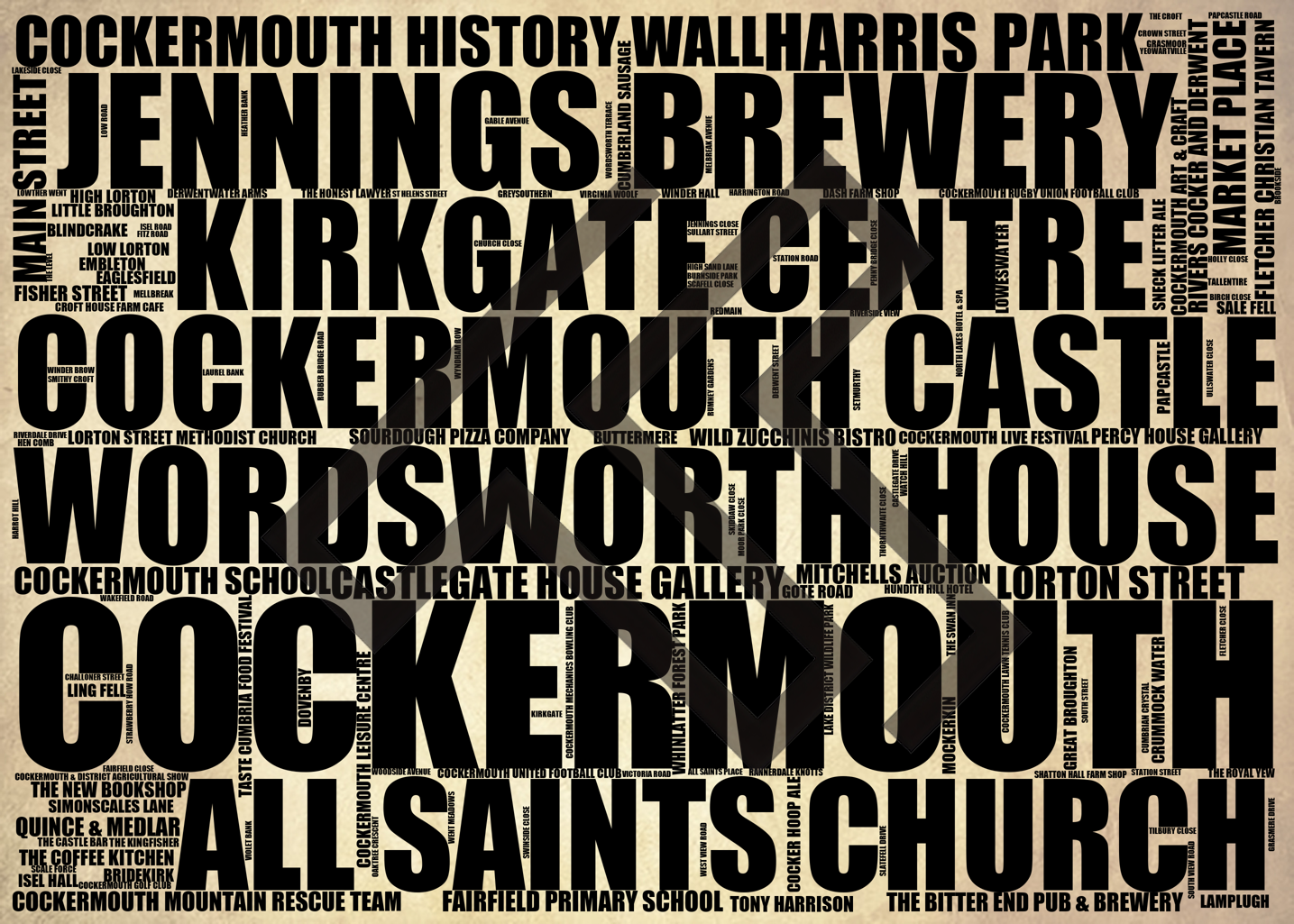 Cockermouth - Premium Typographic Word Cloud Prints, Posters & Gifts