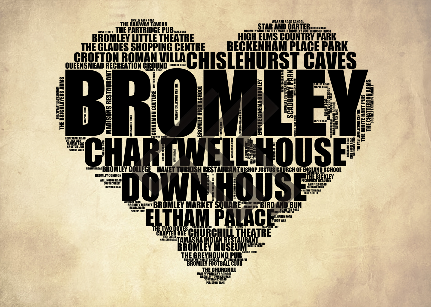 Bromley - Premium Typographic Word Cloud Prints, Posters & Gifts