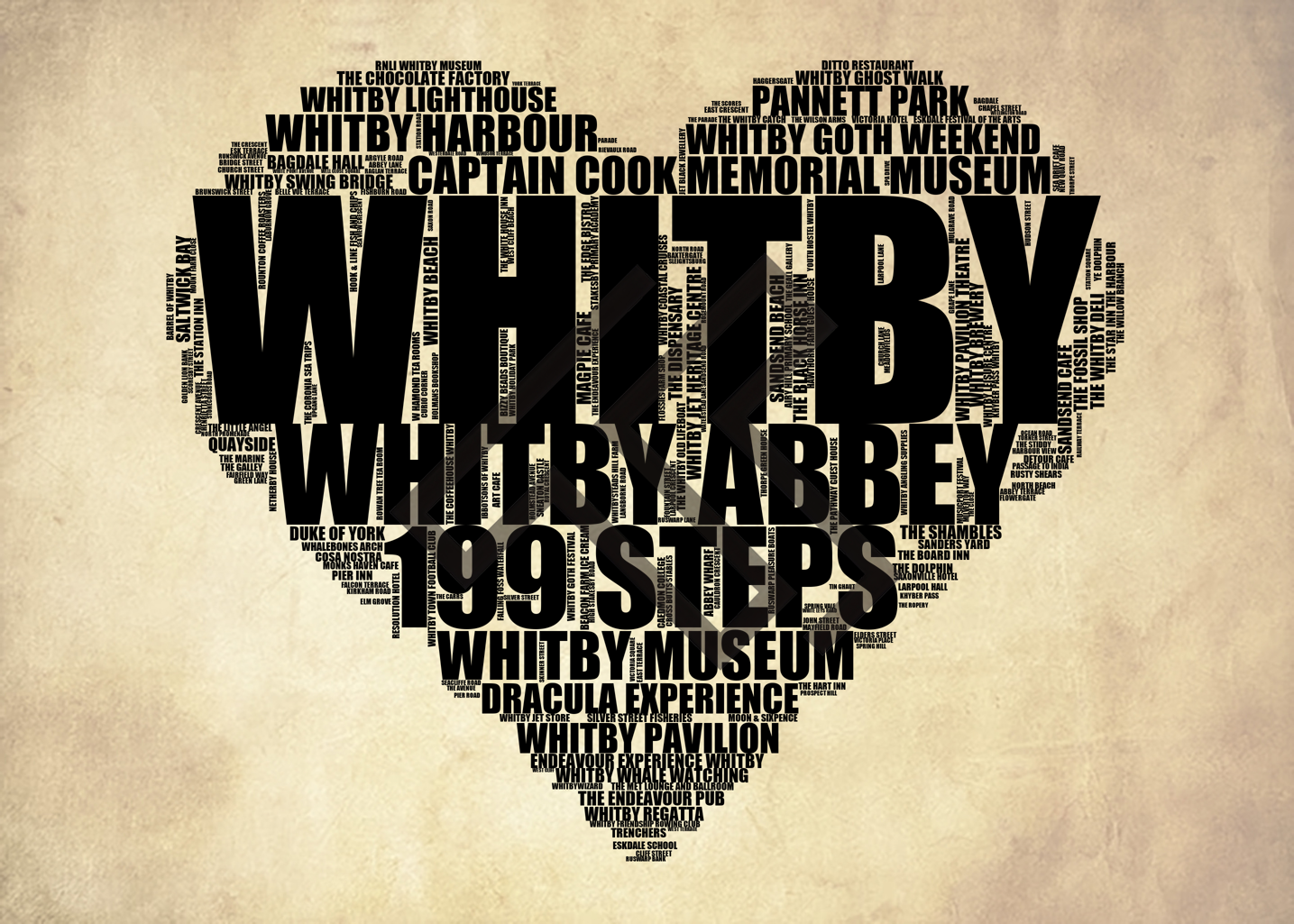 Whitby - Premium Typographic Word Cloud Prints, Posters & Gifts