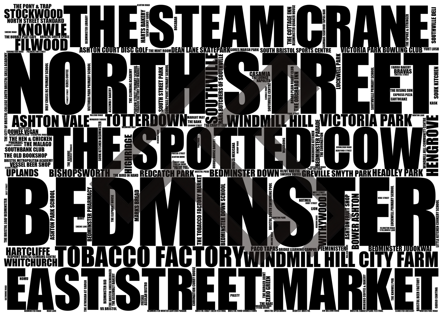 Bedminster - Premium Typographic Word Cloud Prints, Posters & Gifts