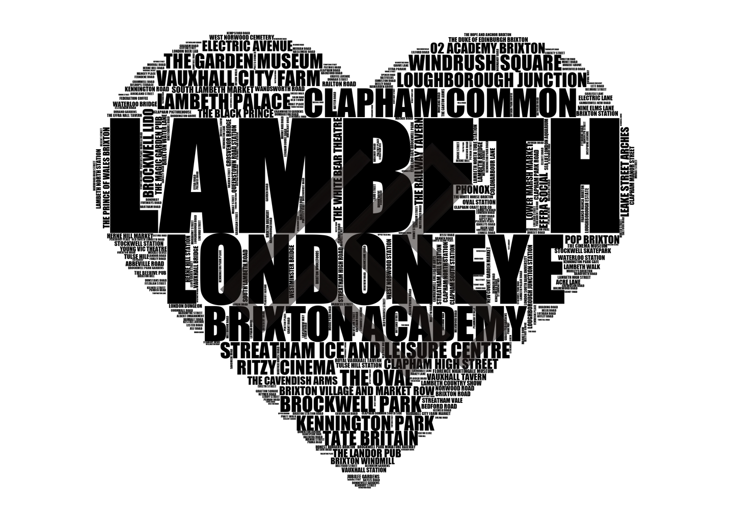 Lambeth - Premium Typographic Word Cloud Prints, Posters & Gifts